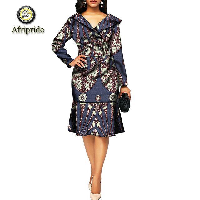 2019 african dresses for women AFRIPRIDE dashiki bazin riche ankara print pure cotton dress private custom v-neck S1825083 - Surprise store