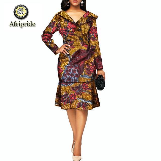 2019 african dresses for women AFRIPRIDE dashiki bazin riche ankara print pure cotton dress private custom v-neck S1825083 - Surprise store