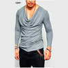 Plus Size Sexy T Shirt Men Spring Long Sleeve Deep V Neck Tshirt Sexy Heap Collar Solid Cotton Fashion Male Irregularity Gym top