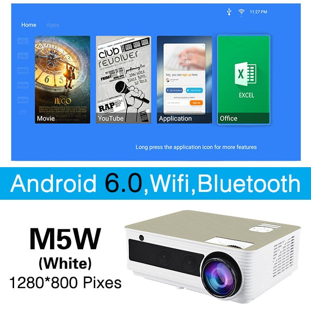Poner Saund M5 LED Projector Full HD 1080P 3D Android 6.0 Projetor 4500 Lumens Projektor HDMI USB WiFi Proyector Bluetooth