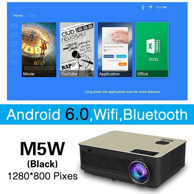 Poner Saund M5 LED Projector Full HD 1080P 3D Android 6.0 Projetor 4500 Lumens Projektor HDMI USB WiFi Proyector Bluetooth