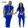 Summer African Print Top and Pants Sets for Couple Clothing Bazin Riche Sweet Flower Patter 2 Pieces Lover Couples Clothes WYQ84