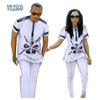 Summer African Print Top and Pants Sets for Couple Clothing Bazin Riche Sweet Flower Patter 2 Pieces Lover Couples Clothes WYQ84
