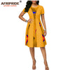 2019 summer african print dress for women AFRIPRIDE tailor made short sleeve knee length women casual wax cotton dress A1825087