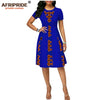 2019 summer african print dress for women AFRIPRIDE tailor made short sleeve knee length women casual wax cotton dress A1825087