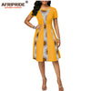 2019 summer african print dress for women AFRIPRIDE tailor made short sleeve knee length women casual wax cotton dress A1825087