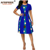 2019 summer african print dress for women AFRIPRIDE tailor made short sleeve knee length women casual wax cotton dress A1825087