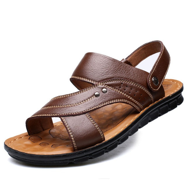 Casual shoes men sandals 2019 new hot fashion soft bottom solid beach sandals men shoes slippers flat with hand sewing man shoes