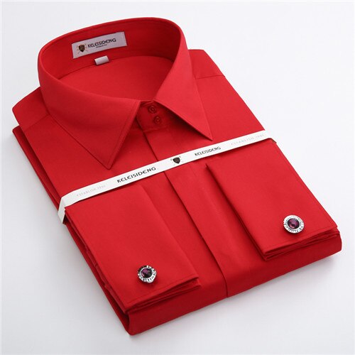 Banquet wedding men shirts long sleeve cover front france cufflinks good quality soft formal male shirt  (with cufflinks)