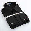 Banquet wedding men shirts long sleeve cover front france cufflinks good quality soft formal male shirt  (with cufflinks)