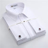 Banquet wedding men shirts long sleeve cover front france cufflinks good quality soft formal male shirt  (with cufflinks)
