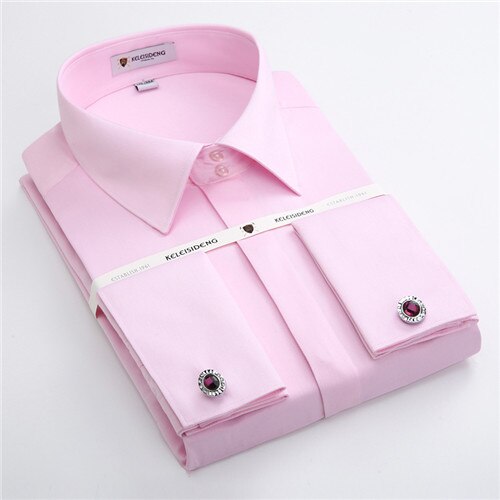 Banquet wedding men shirts long sleeve cover front france cufflinks good quality soft formal male shirt  (with cufflinks)