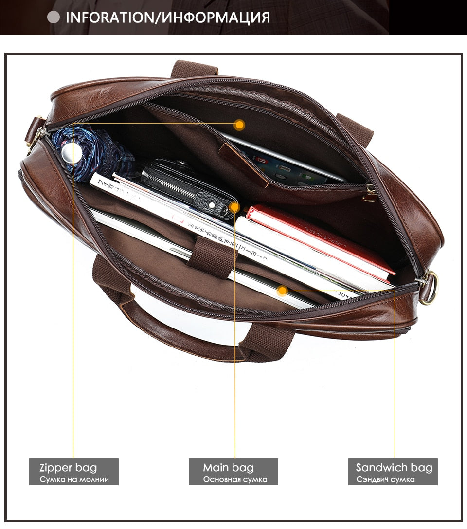WESTAL men's leather bag men's briefcase office bags for men bag man's genuine leather laptop bags male tote briefcase handbag