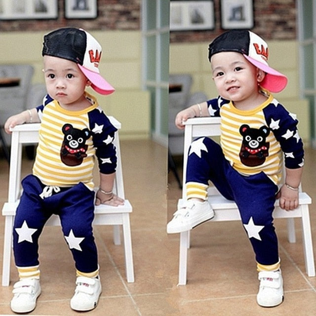 Spring Autumn Baby Boy Clothes Set Children Clothing Sets Sweater fabric Kids Clothes Baby Boys T-shirts+Pants 2PCS Tracksuit