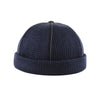 TOHUIYAN 2019 Retro Knitted Hat For Men Brimless Leather Skull Cap Autumn Winter Warm Beanie Hats Hip Hop Sailor Caps Adjustable