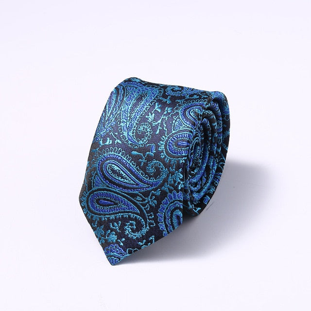 Stripes Floral Solid 6CM Mens Skinny Ties Polyester Silk Narrow Necktie Jacquard