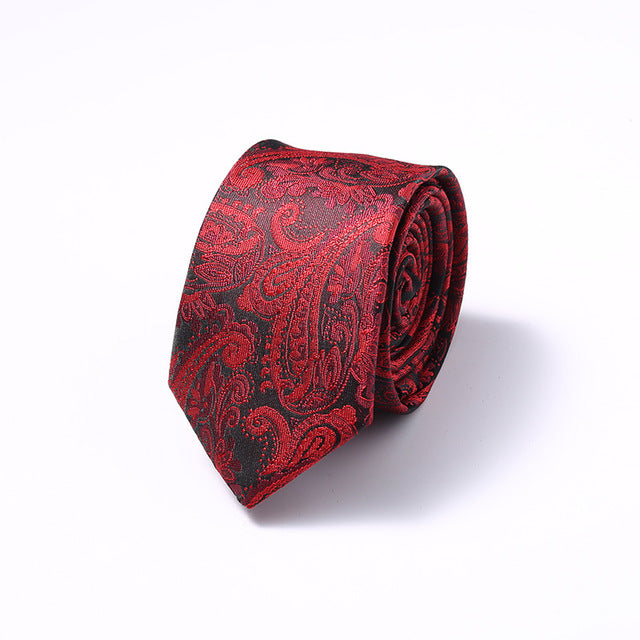 Stripes Floral Solid 6CM Mens Skinny Ties Polyester Silk Narrow Necktie Jacquard