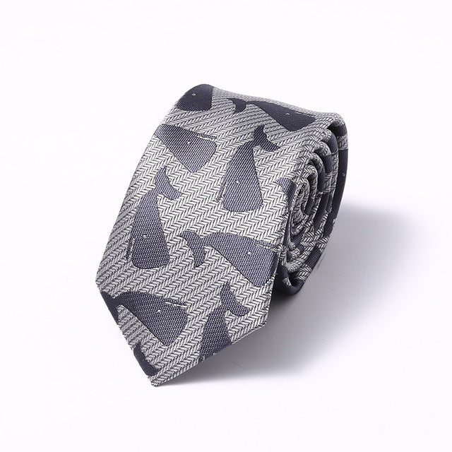 Stripes Floral Solid 6CM Mens Skinny Ties Polyester Silk Narrow Necktie Jacquard