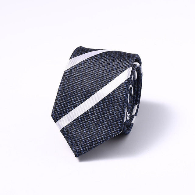 Stripes Floral Solid 6CM Mens Skinny Ties Polyester Silk Narrow Necktie Jacquard