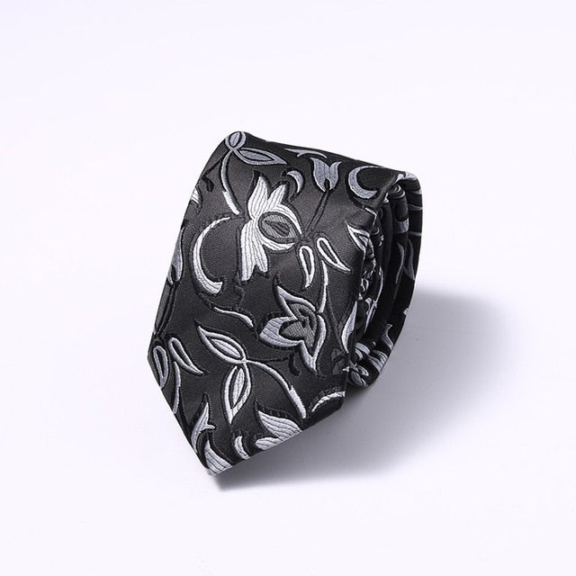 Stripes Floral Solid 6CM Mens Skinny Ties Polyester Silk Narrow Necktie Jacquard
