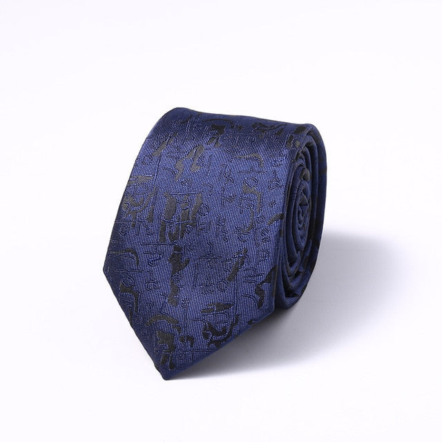 Stripes Floral Solid 6CM Mens Skinny Ties Polyester Silk Narrow Necktie Jacquard