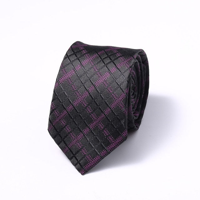 Stripes Floral Solid 6CM Mens Skinny Ties Polyester Silk Narrow Necktie Jacquard