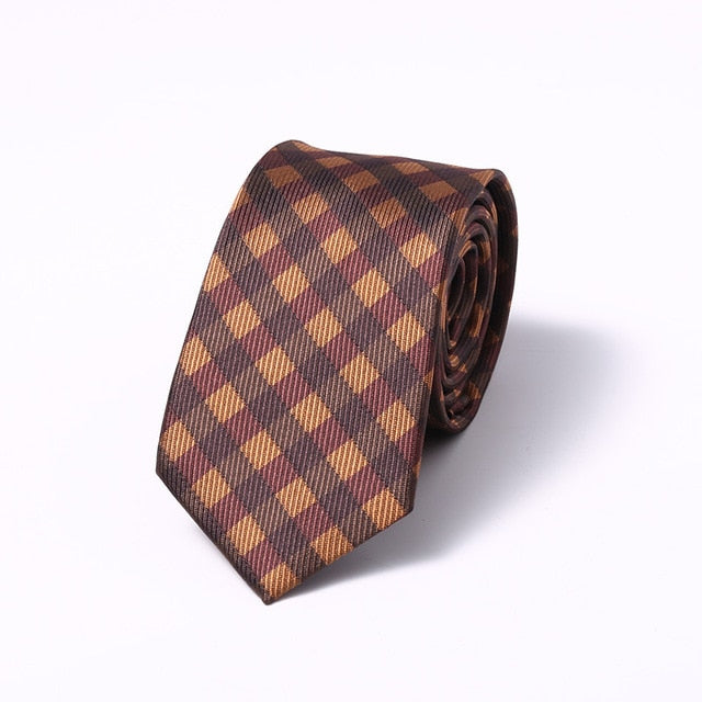 Stripes Floral Solid 6CM Mens Skinny Ties Polyester Silk Narrow Necktie Jacquard