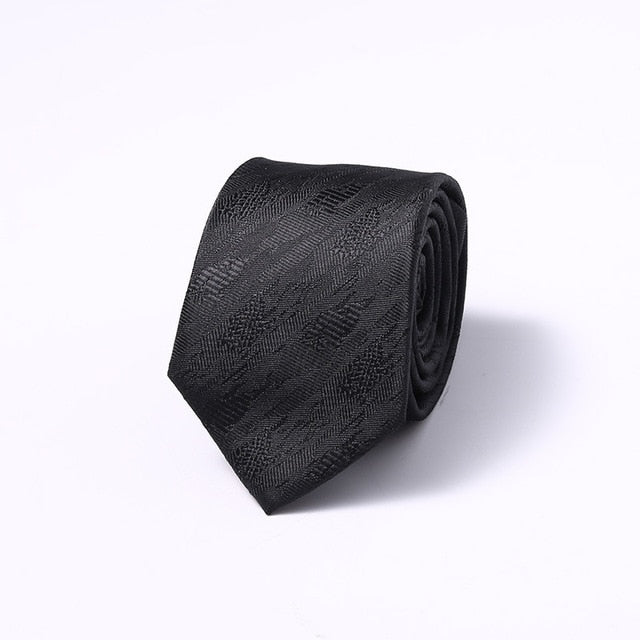 Stripes Floral Solid 6CM Mens Skinny Ties Polyester Silk Narrow Necktie Jacquard
