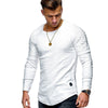 Hot 2019  Solid Color Sleeve Pleated Patch Detail Long Sleeve T-Shirt Men