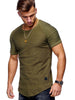 Hot 2019  Solid Color Sleeve Pleated Patch Detail Long Sleeve T-Shirt Men