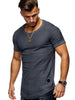 Hot 2019  Solid Color Sleeve Pleated Patch Detail Long Sleeve T-Shirt Men