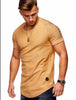 Hot 2019  Solid Color Sleeve Pleated Patch Detail Long Sleeve T-Shirt Men