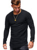Hot 2019  Solid Color Sleeve Pleated Patch Detail Long Sleeve T-Shirt Men