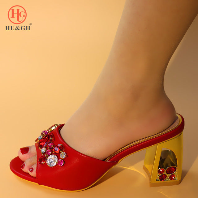 New Arrival African Shoes Without Bag Matching Set Italian Shoes Nigerian Summer Wedding High Slipper Shoes Maybe Match A Bag