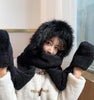 ZDFURS*Autumn and winter hat female plush thick double-layer northeast hat warm cycling neck scarf scarf gloves one gift