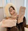 ZDFURS*Autumn and winter hat female plush thick double-layer northeast hat warm cycling neck scarf scarf gloves one gift