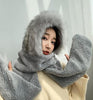 ZDFURS*Autumn and winter hat female plush thick double-layer northeast hat warm cycling neck scarf scarf gloves one gift