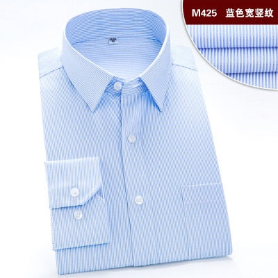 Long Sleeve Shirt Men Brand Clothing Cotton High Quality Smart Casual Social Shirts White Wedding stripe Shirt Camisa Masculina