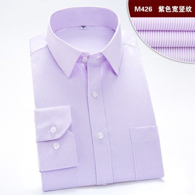 Long Sleeve Shirt Men Brand Clothing Cotton High Quality Smart Casual Social Shirts White Wedding stripe Shirt Camisa Masculina