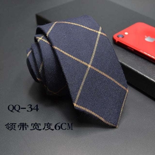 Mens Ties 6cm Classic Cotton Handmade Skinny Neck Ties for Men Striped Narrow