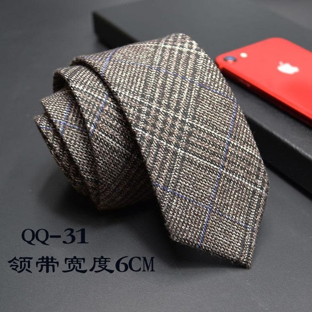 Mens Ties 6cm Classic Cotton Handmade Skinny Neck Ties for Men Striped Narrow
