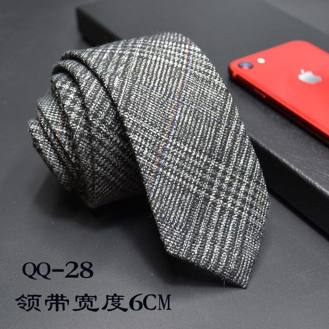Mens Ties 6cm Classic Cotton Handmade Skinny Neck Ties for Men Striped Narrow