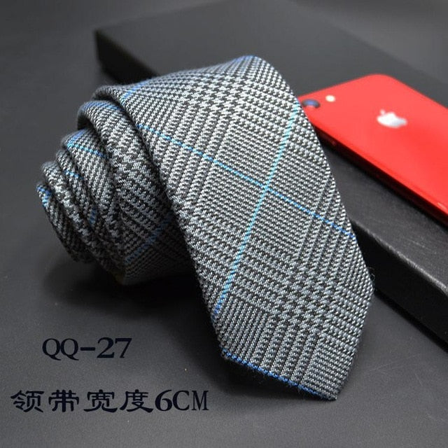 Mens Ties 6cm Classic Cotton Handmade Skinny Neck Ties for Men Striped Narrow