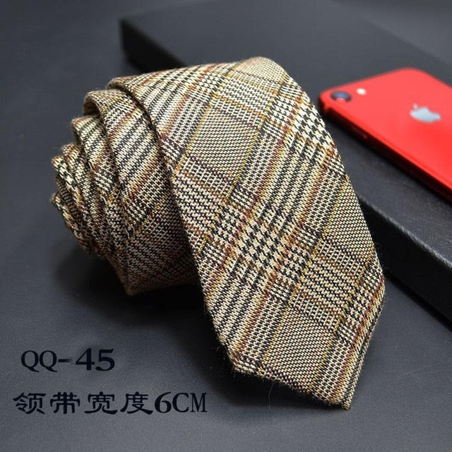Mens Ties 6cm Classic Cotton Handmade Skinny Neck Ties for Men Striped Narrow