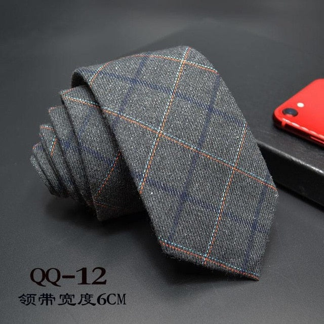 Mens Ties 6cm Classic Cotton Handmade Skinny Neck Ties for Men Striped Narrow