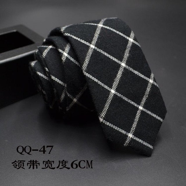 Mens Ties 6cm Classic Cotton Handmade Skinny Neck Ties for Men Striped Narrow