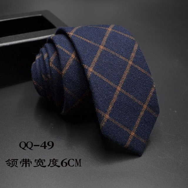 Mens Ties 6cm Classic Cotton Handmade Skinny Neck Ties for Men Striped Narrow