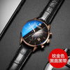Bestdon Luxury Brand Watch Men Automatic Mechanical Watch Business Casual Switzerland Watches Moon Phase Blue Leather Strap 7116