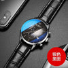 Bestdon Luxury Brand Watch Men Automatic Mechanical Watch Business Casual Switzerland Watches Moon Phase Blue Leather Strap 7116