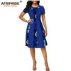 2019 summer african print dress for women AFRIPRIDE tailor made short sleeve knee length women casual wax cotton dress A1825087